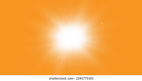 Solar rays.Warm sun on a yellow background. Leto.bliki. 