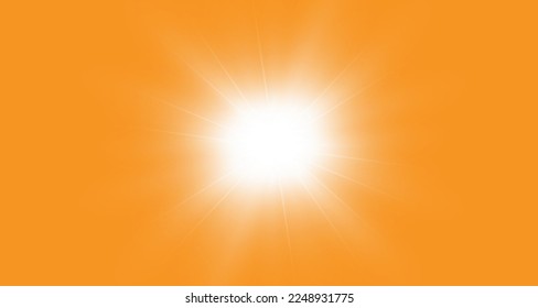 Solar rays.Warm sun on a yellow background. Leto.bliki. 