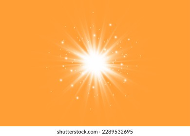 Rayos solares. Sol cálido sobre un fondo amarillo. Leto.bliki. 