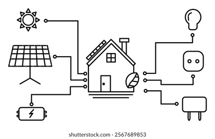 solar renewable energy icon set, renewable energy home