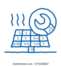 solar repair sketch icon vector. Hand drawn blue doodle line art solar repair sign. isolated symbol illustration