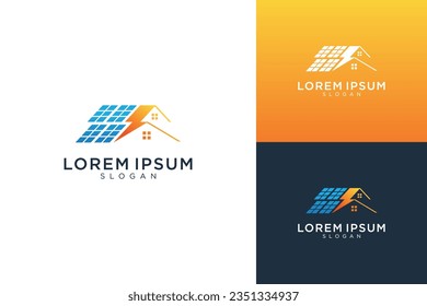 Solar roof logo design vector. Home solar energy tech logo designs