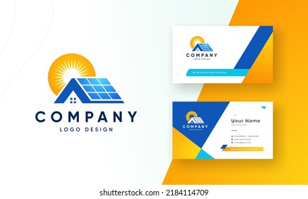 Plantilla vectorial del logotipo de la parte superior del techo solar, icono solar Diseño con tarjeta de visita