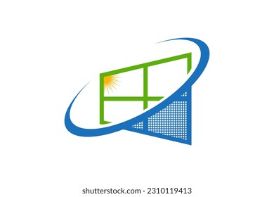 Solar screen logo design. Green renewable energy illustration design.
