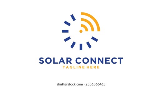 solar and signal logo design, internet network, sun, clock, time, symbol, icon, idea, creative.