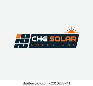 solar solutions logo, vector, sun, c, h, g  square, panel, icon, logo