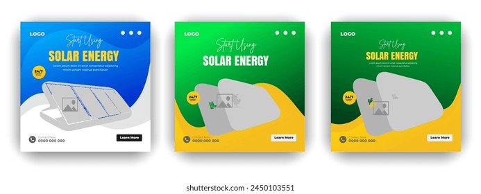 Solar Spotlight Energy Panel  Social Media Design Bundle Template