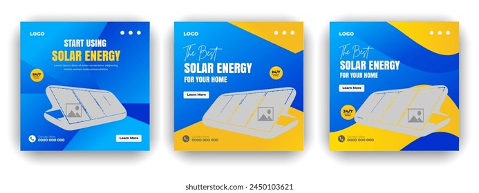 Solar Spotlight Energy Panel  Social Media Design Bundle Template