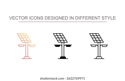 Diseño de icono de luz de calle solar con fondo blanco
