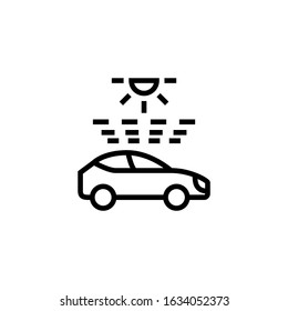 Solar sun car vector icon black in linear, outline style isolated on white background 