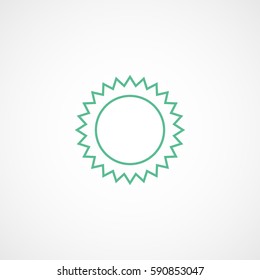Solar Sun Green Line Icon On White Background