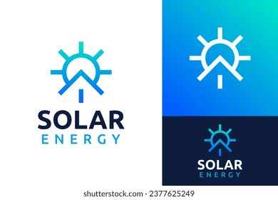 Solar Sun Light Green Renewable and Sustainable Energy for House Home Roof Logo Design Branding Template