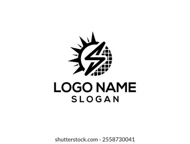 solar sun logo design vector