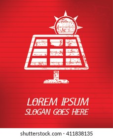 Solar sun on red background,poster grunge design
