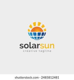 Solar sun, solar panel, solar energy loto template