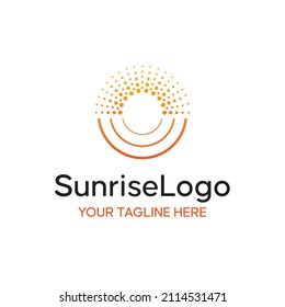 Solar Sunrise Happy Morning Vector Abstract Illustration Logo Icon Design Template Element