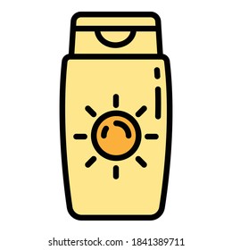 Solar sunscreen bottle icon. Outline solar sunscreen bottle vector icon for web design isolated on white background