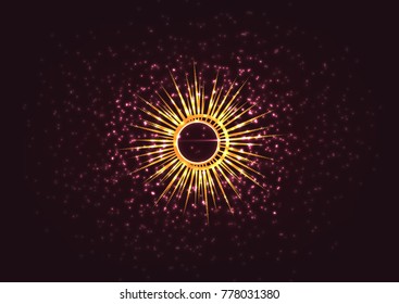 Solar symbol on a dark background - vector. 