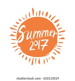 Solar symbol Summer 2017. Round vector template.