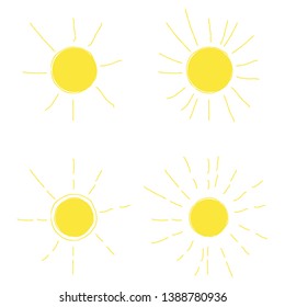 Solar Symbol . Vector Illustration . Vintage sun Logo . Handwritten Design element . Abstract Geometric shape . Sunburst .