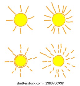 Solar Symbol . Vector Illustration . Vintage sun Logo . Handwritten Design element . Abstract Geometric shape . Sunburst .