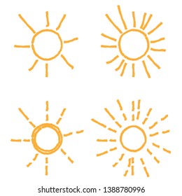 Solar Symbol . Vector Illustration . Vintage sun Logo . Handwritten Design element . Abstract Geometric shape . Sunburst .