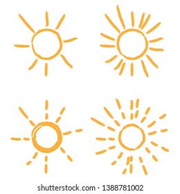 Solar Symbol . Vector Illustration . Vintage sun Logo . Handwritten Design element . Abstract Geometric shape . Sunburst .