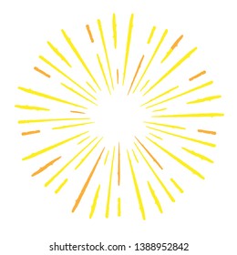 Solar Symbol . Vector Illustration . Vintage sun Logo . Handwritten Design element . Abstract Geometric shape . Sunburst .