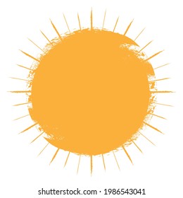 Solar symbol . Vector illustration . Vintage sun logo . Handwritten design element . Abstract geometric shape . Sunburst .