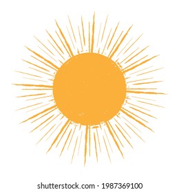 Solar symbol . Vector illustration . Vintage sun logo . Handwritten design element . Abstract geometric shape . Sunburst .