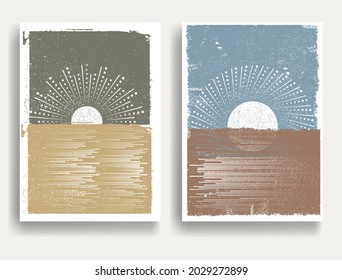Solar symbol . Vector illustration . Vintage sun logo . Minimal design element . Abstract geometric shape . Sunburst .