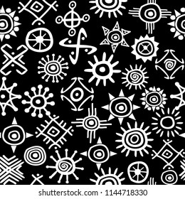 Solar symbols seamless background