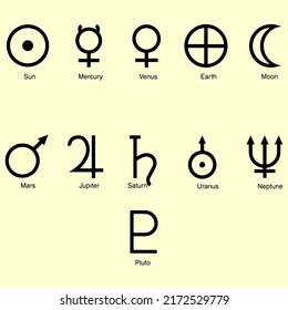 solar symbols set satan devil