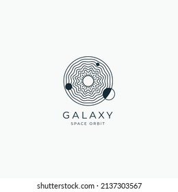 Solar system abstract linear artistic logo icon sign symbol poster design concept. Vector illustration template