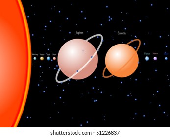 solar system, abstract vector art illustration