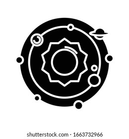 Solar system black icon, concept illustration, vector flat symbol, glyph sign.