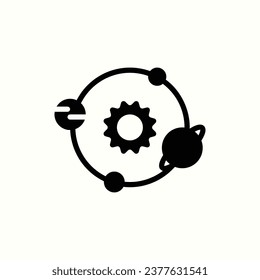 solar system black icon, isolated icon in light background, perfect for website, blog, logo, graphic design, social media, UI, mobile app