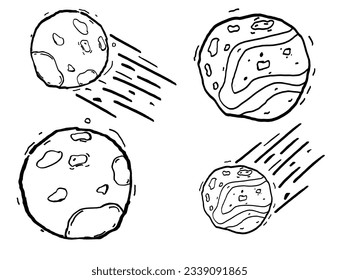 Solar system black white collection. Vector illustration.