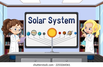 Solar system classroom template illustration