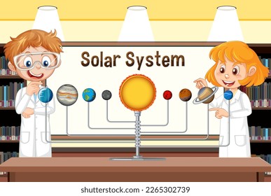 Solar system classroom template illustration