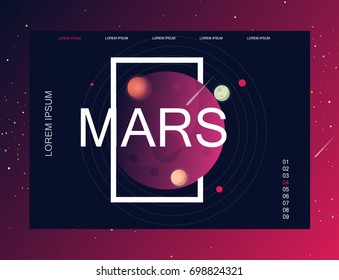Solar system. Colorful planet on a dark background Template for a site. Space background. Concept idea. Modern design. Vector
