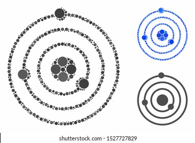 Solar System composition of small circles in variable sizes and shades, based on Solar System icon. Vector small circles are united into blue mosaic.