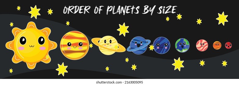 Solar system cute illustration vector for kids educatiom