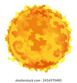Solar system design icon element, Sun. Galaxy discovery and exploration. Astronomy science banner design for kids learning. Flat design cartoon style vector illustration
