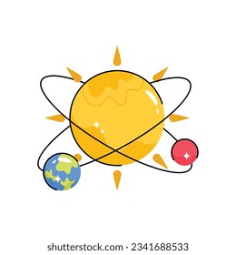 Solar system doodle vector filled outline Sticker. EPS 10 file