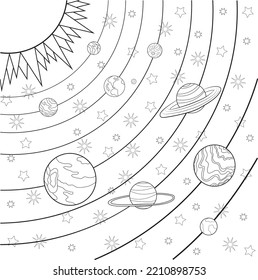 Solar System Drawing Coloring Page All Stock Vector (Royalty Free ...