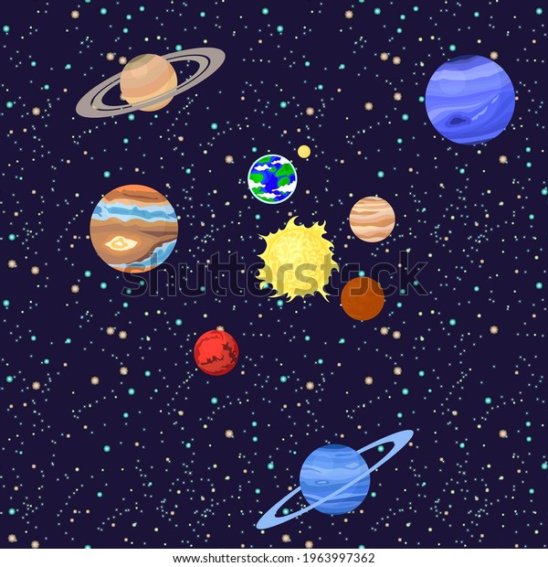 solar system drawing,
vector illustration