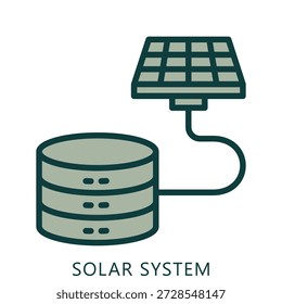 Sonnensystem zweifarbige Symbol Mini-Illustration, Verwendung für moderne Konzept, Print, UI, UX-Kit, Web-und App-Entwicklung. Vektor im Zusammenhang mit grüner Technologie und mehr