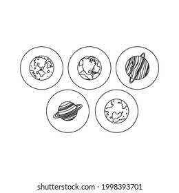 Solar System Earth Line Icon Bundling