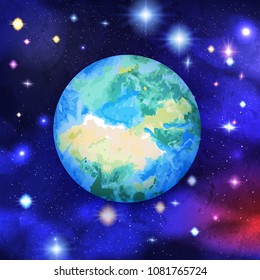 Solar system with Earth Planet and comets with tails. Astronomy and cosmos, celestial objects, astrology and universe, galaxy space